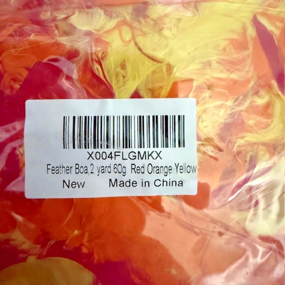 Feather Boa 2 Yard 60g Costume Dress Up Yellow/Orange/Red Fall Colors New - Picture 3 of 3